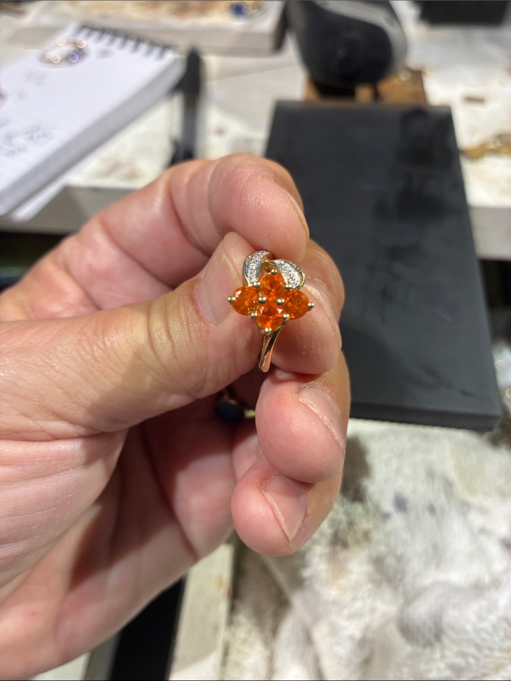 10K Gold Spessartine Garnet Ring. 
2.66 Grams. Size 6 3/4